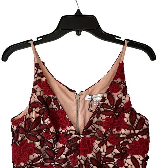Dress The Population Lily Floral Lace Dress Midi Red & Nude Sz M NWT - Picture 14 of 16